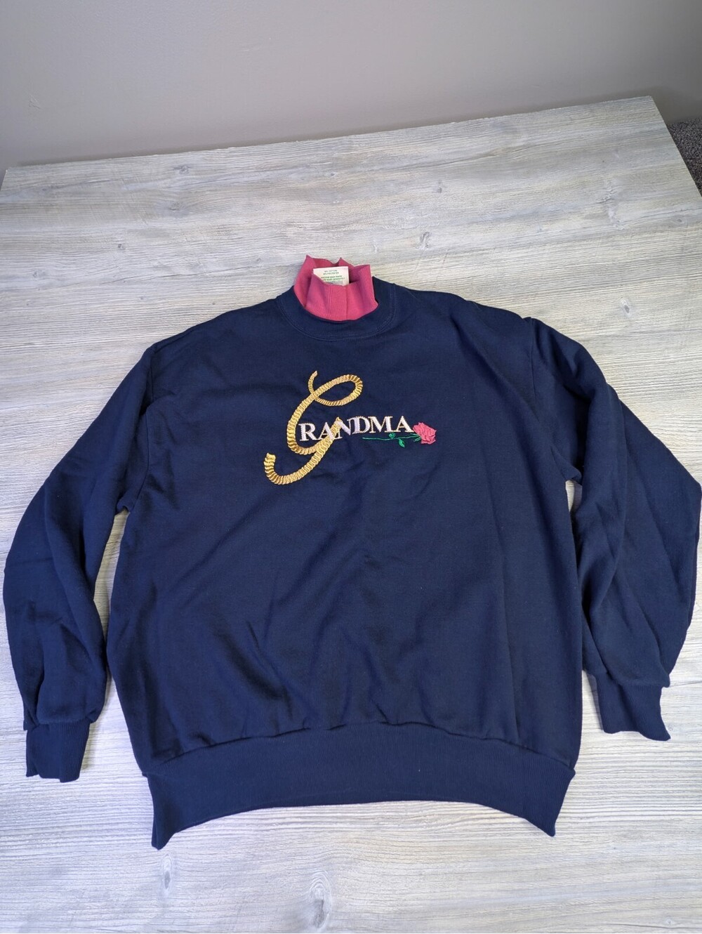 Vintage Navy Grandma Embroidered Jerzeez Sweatshirt XL